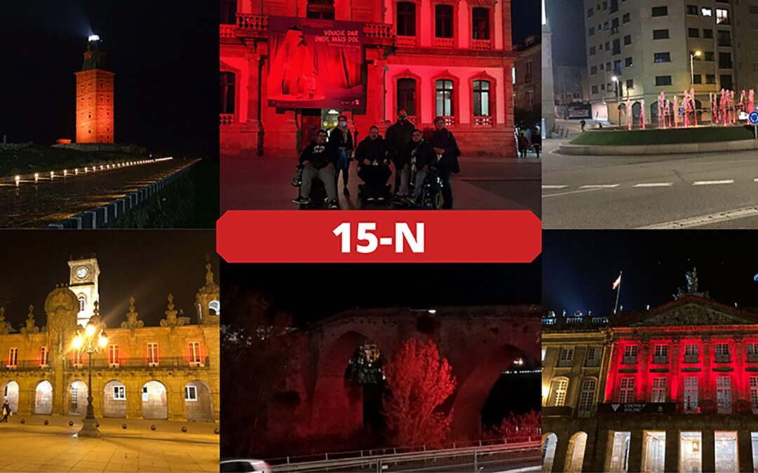Monumentos y edificios de Galicia se tiñen de rojo por las enfermedades neuromusculares